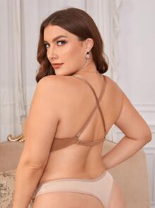 Plus Plain Underwire Bra - Khaki - View 5