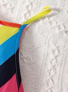 SHEIN 小女童彩虹條紋吊帶連衣裙 - 彩色 - 查看 8
