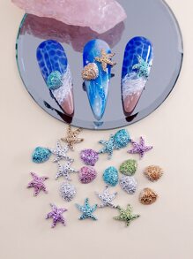 20 piezas Decoración de arte de uñas con diseño de concha, Dijes de uñas, Gemas de uñas, Suministros para uñas - Multicolor - Ver 1
