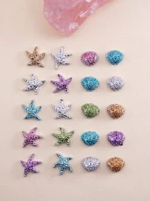 20 piezas Decoración de arte de uñas con diseño de concha, Dijes de uñas, Gemas de uñas, Suministros para uñas - Multicolor - Ver 2