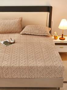 Geometric Pattern Fitted Sheet Set Without Filler - Camel - View 2