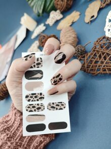 1sheet Leopard Print Nail Art Sticker & 1pc Nail File Nail Stickers DIY - Multicolor - View 1