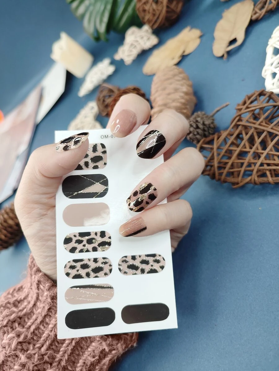 1sheet Leopard Print Nail Art Sticker & 1pc Nail File Nail Stickers DIY - Multicolor - View 1