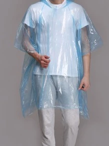 1pc Clear Portable Random Color Raincoat, Disposable Rain Cape For Outdoor - Multicolor - View 7