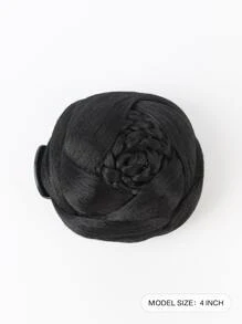 liangyuan Short Braided Synthetic Hair Bun - Black - View 2