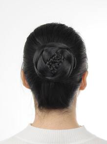 liangyuan Short Braided Synthetic Hair Bun - Black - View 3