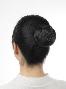 liangyuan Short Braided Synthetic Hair Bun - Black - View 4