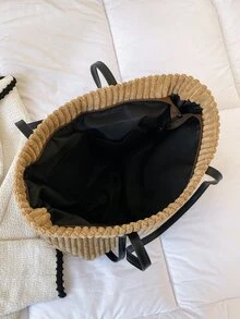 極簡單肩托特包 - 卡其色 - 查看 5