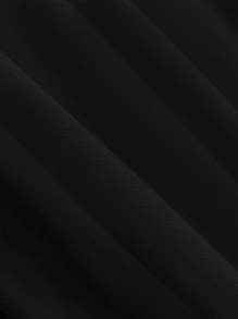 SHEIN MOD 素色褶邊短款抹胸網紗上衣 - 黑色 - 查看 4