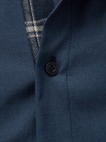 Manfinity VCAY Men Contrast Plaid Trim Button Up Shirt - Navy Blue - View 4