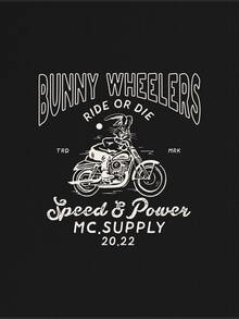 Creatorimage تي شيرت قصير بجرافيك دراجة نارية وعبارة منخفض الاكتاف