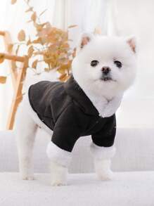 1pc Two Tone Pet Hoodie - Black - View 2