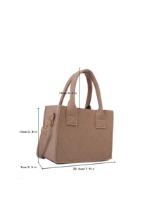 Bolsa cuadrada con diseño de puntada doble asa - Caqui - Ver 3