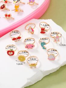 36pcs Girls Flower & Heart Decor Ring - Multicolor - View 3