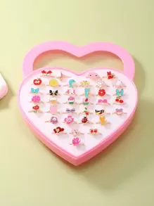 36pcs Girls Flower & Heart Decor Ring - Multicolor - View 4
