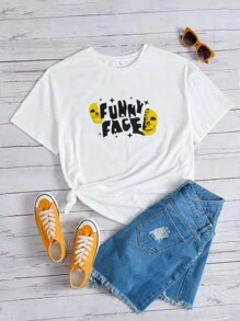 Flirla 大碼骷髏頭和字母圖案T恤 - 白色 - 查看 1