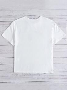 Flirla 大碼骷髏頭和字母圖案T恤 - 白色 - 查看 2