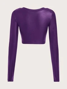 SHEIN ICON Top corto unicolor PU - Morado - Ver 2