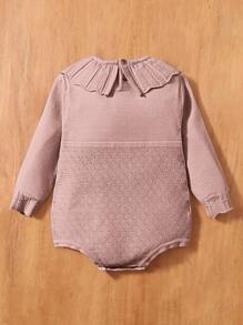 Bebé Body fruncido ribete en abanico tejido - Rosa vieja - Ver 2