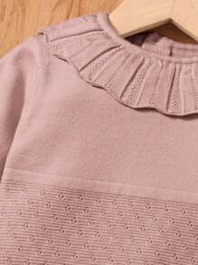 Bebé Body fruncido ribete en abanico tejido - Rosa vieja - Ver 4