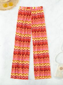 鋸齒形印花罩衫長褲