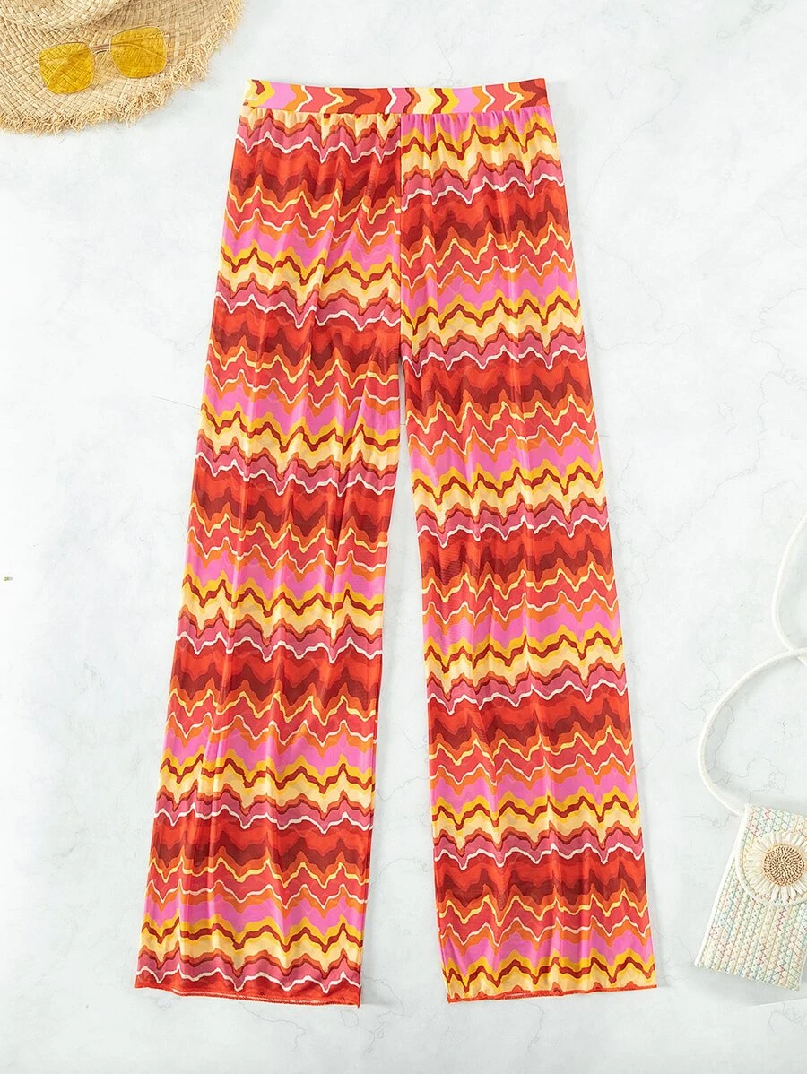 鋸齒形印花罩衫長褲