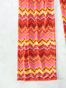 鋸齒形印花罩衫長褲