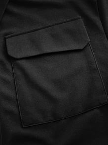 SHEIN EZwear 翻蓋口袋扭結下擺短款襯衫