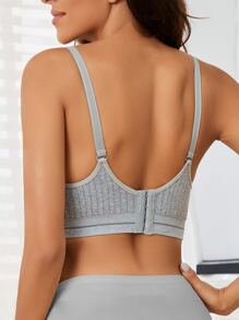 SHEIN Maternity Striped Trim Nursing Bra - Grey - View 2