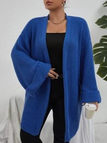 Calvaya Plus Size Drop Shoulder Cardigan, For Winter Fall Cloth For Women Autumn - Royal Blue - View 3
