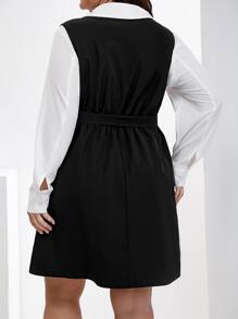 Calvaya Set Vestido con cinturón & Blusa unicolor