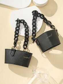 1pc Letter Graphic Portable Water Bottle Cover - Black - View 2