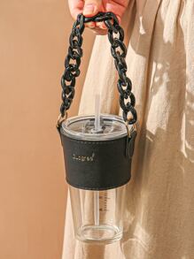 1pc Letter Graphic Portable Water Bottle Cover - Black - View 5