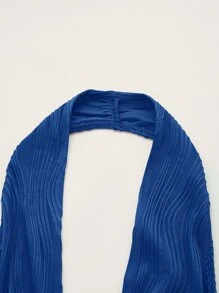 SHEIN ICON Solid Backless Crop Halter Y2k Top - Royal Blue - View 3