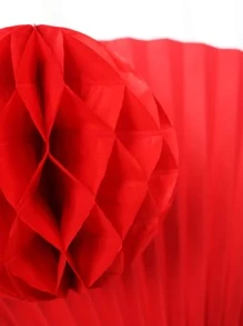 4pcs Honeycomb Ball & Paper Lantern Set - Red - View 4