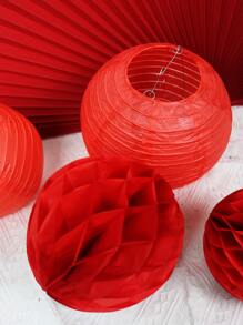 4pcs Honeycomb Ball & Paper Lantern Set - Red - View 6