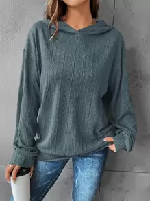 SHEIN LUNE Sudadera con capucha de hombros caídos, tops de manga larga para otoño/invierno