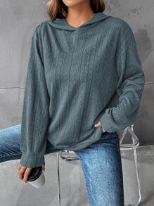 SHEIN LUNE Sudadera con capucha de hombros caídos, tops de manga larga para otoño/invierno