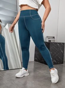 SHEIN EZwear Quần lót kích thước lớn màu trơn Giải trí - Màu xanh ngọc - Xem 4