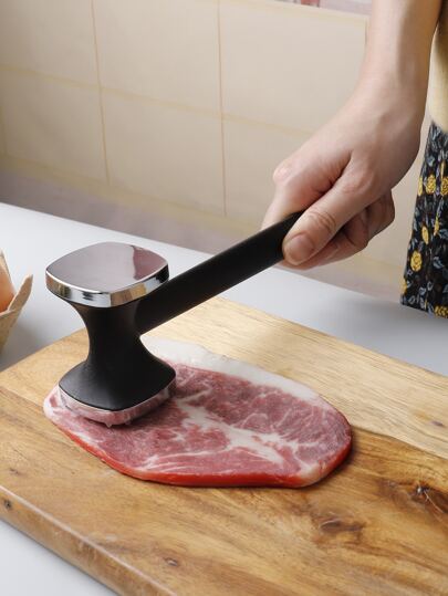 1PC Black Plastic Handle Zinc Alloy Meat Hammer, Household Meat Tenderizer, Kitchen Meat Tenderizer Hammer For Beef Steak, Kitchen Cooking Tool