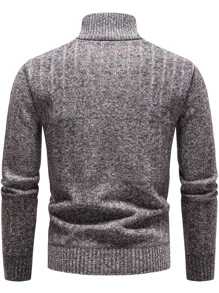 Manfinity Homme Áo len nam Dây kéo màu trơn Giải trí - Màu nâu  Mocha - Xem 2