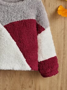 SHEIN Bebé niña Pullover teddy de color combinado - Multicolor - Ver 3