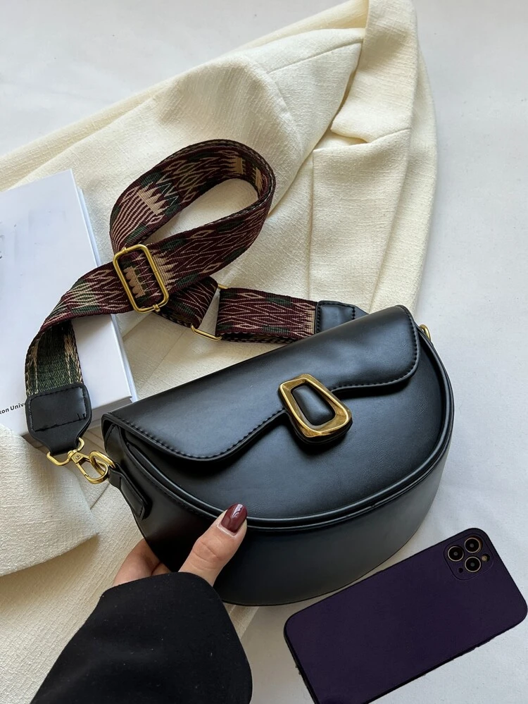 Lightweight,Business Casual Metal Decor Flap Saddle Bag, Mother's Day Gift For Mom For Teen Girls Women College Students,Rookies & White-Collar Workers Perfect For Office,College,Work ,Business,Commute,Outdoors, Travel, Outings