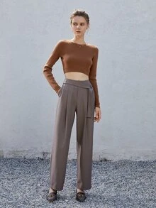 Solid Crop Jumper - Brown - View 6