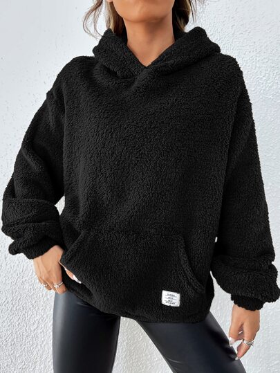 SHEIN EZwear ジッパーアップ ドロップショルダー テディライン フー