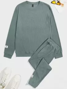 Manfinity Men Patched Detail Pullover & Joggers - Mint Green - View 1