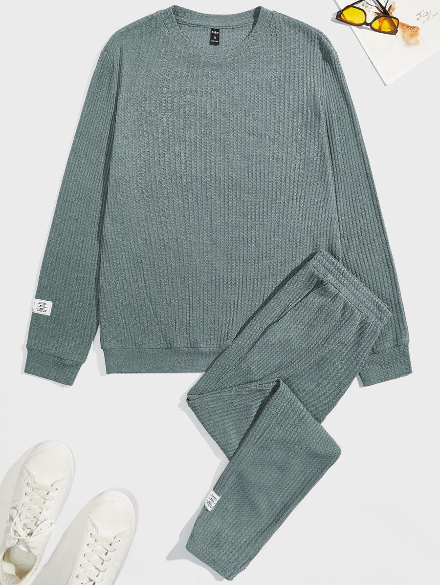 Manfinity Men Patched Detail Pullover & Joggers - Mint Green - View 1