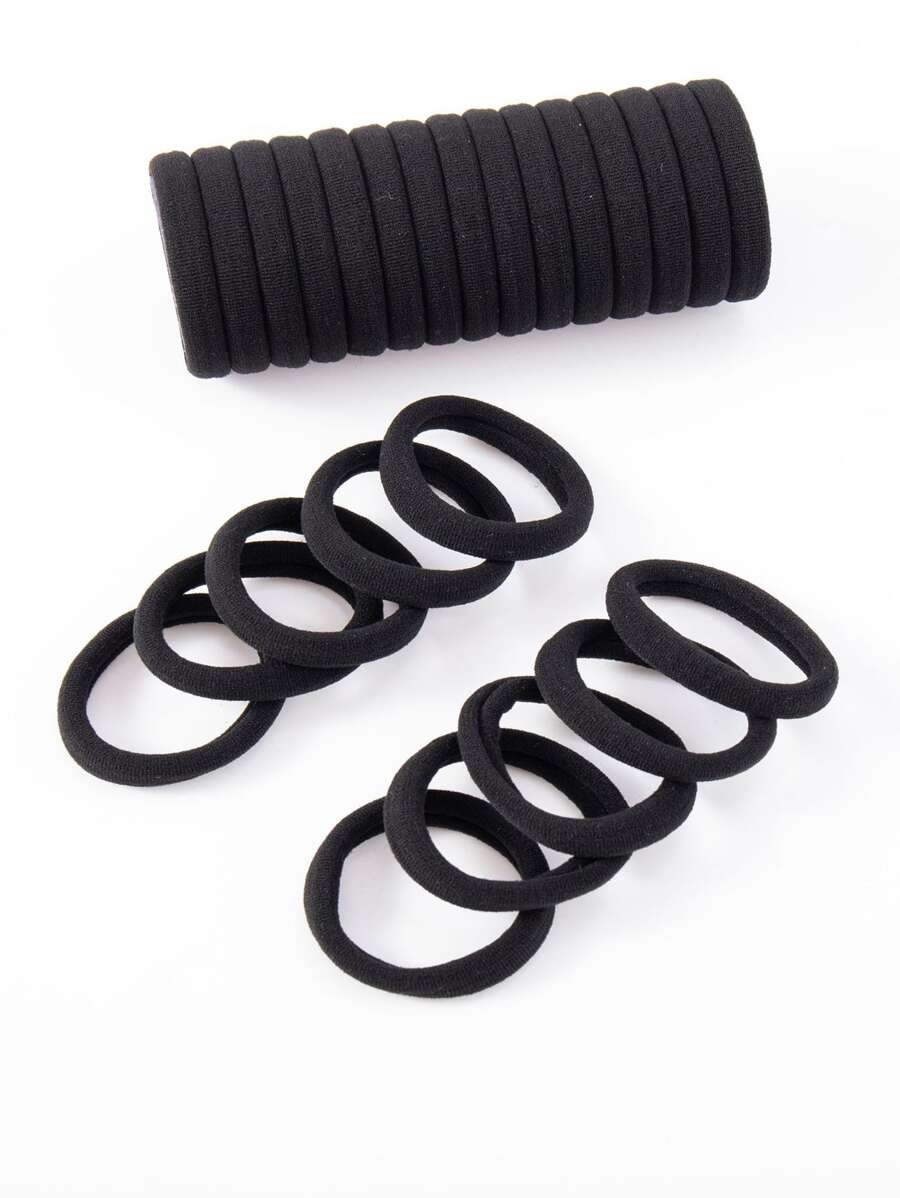 25pcs Women Solid Hair Tie Casual,Hair Accessories,Ponytail ,Hair Elastics,Hair Rope,Hair Ties Ponytail Holders, Hair Bobbles - Black - View 1