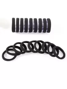 25pcs Women Solid Hair Tie Casual,Hair Accessories,Ponytail ,Hair Elastics,Hair Rope,Hair Ties Ponytail Holders, Hair Bobbles - Black - View 3