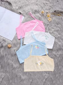 Girls 4pcs Cartoon Graphic Bralet - Multicolor - View 1